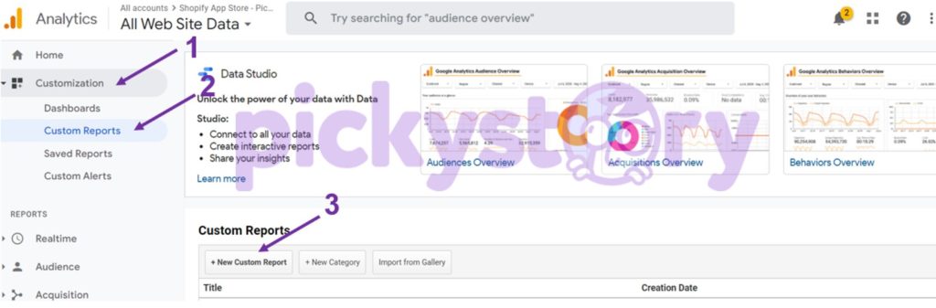 Google Analytics Create Report for Tracking