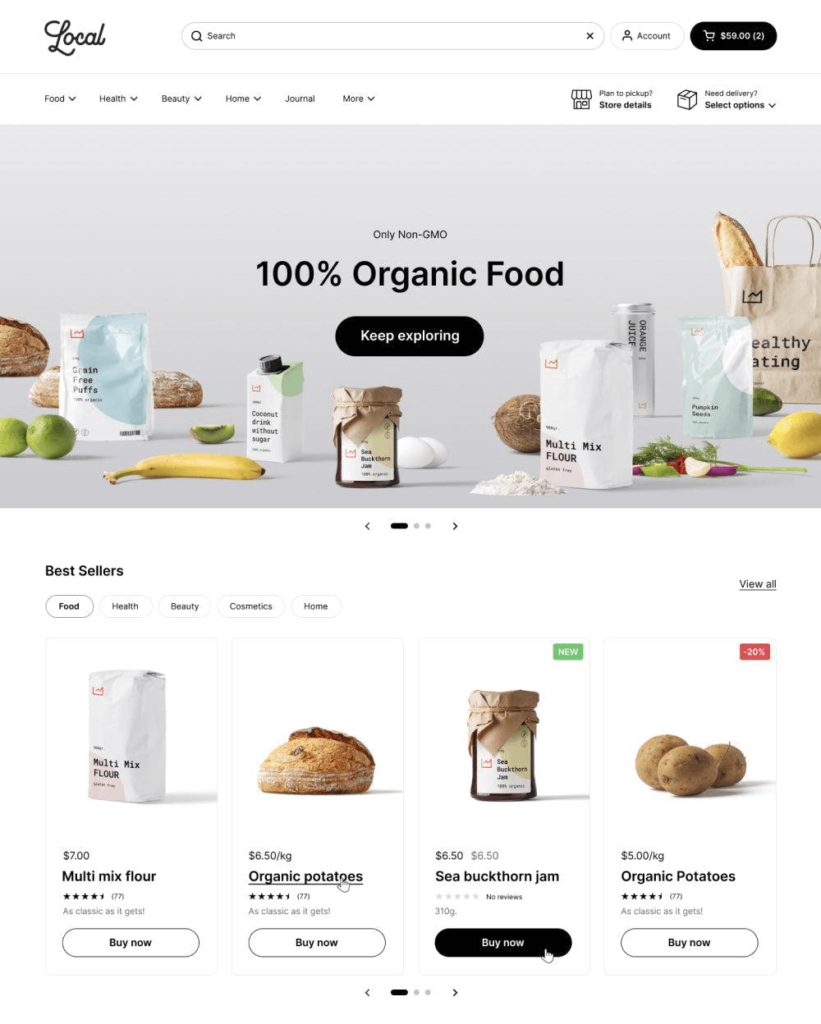 best shopify themes for selling food