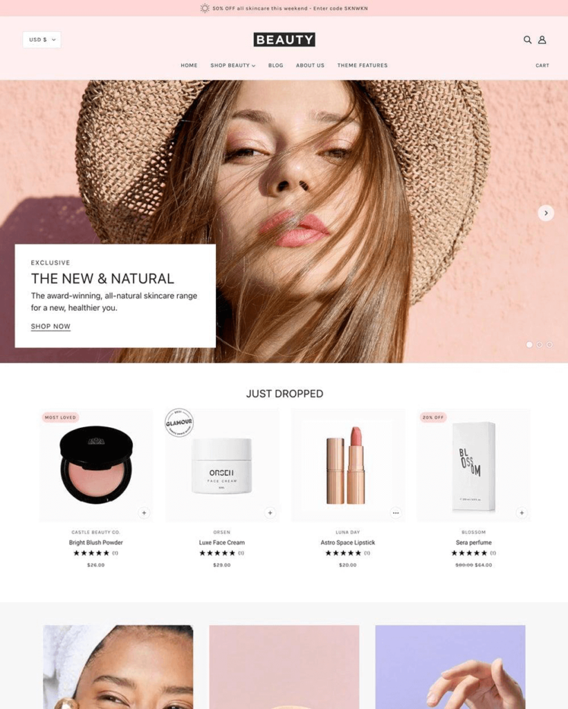 best template for beauty and cosmetics shopify