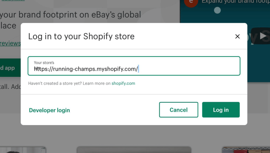 does eBay integrate with shopify