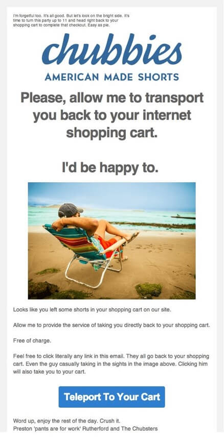 Chubbies Abandoned Cart Email Template