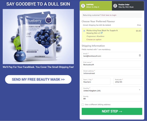 Free Plus Shipping Shopify Example Free Skincare