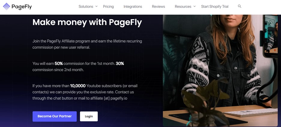 PageFly affiliate program for Shopify Agencies