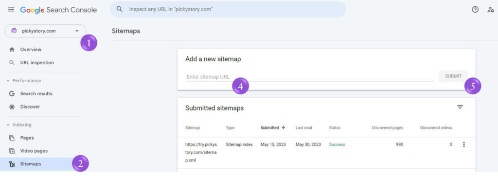 Sitemap submit to Search Console